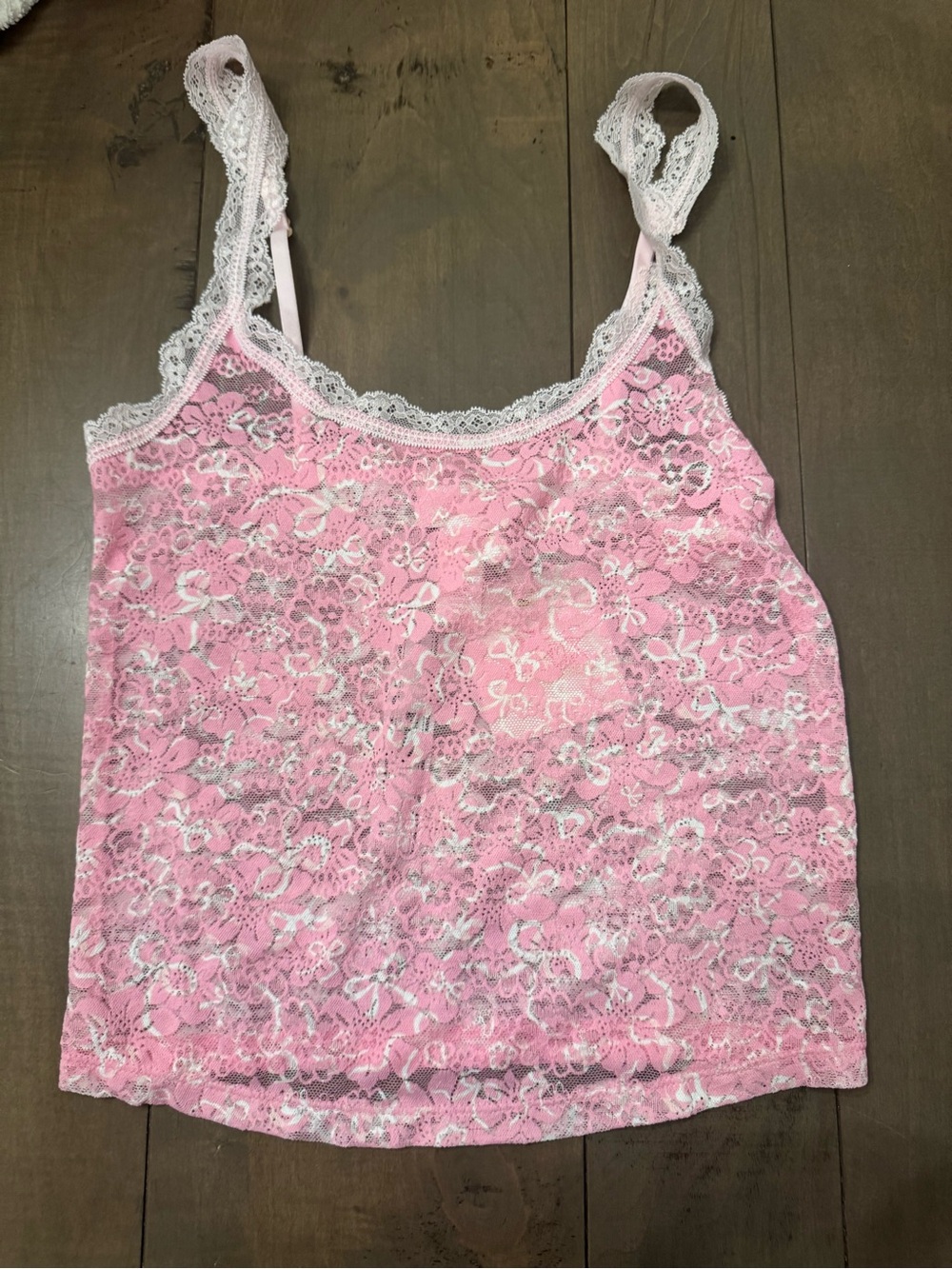 VS Pink x LoveShackFancy Size XS Pink Bow Lace Camisole Tank NWT Coquette